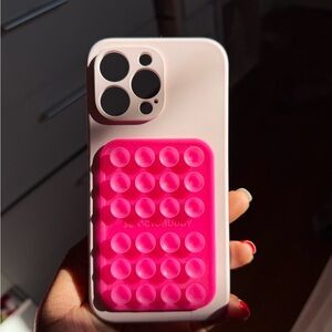 Pink phone case with octobuddy